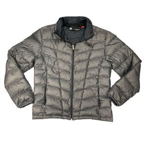 Spyder Pelmo Puffer Jacket Men L Large Gray Down Filled Insulated Zip Up Outdoor
